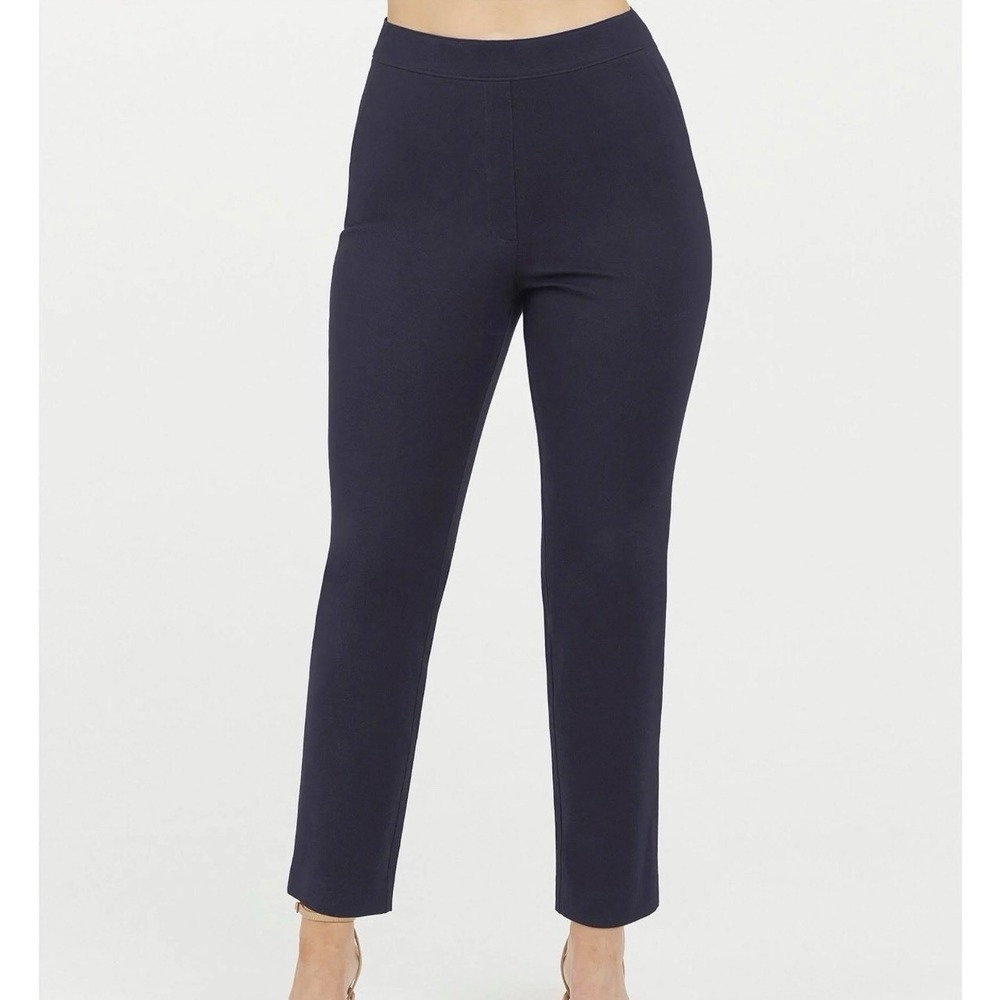 Spanx Pants size L The Perfect Pant Slim Straight Leg Black Pull On Trousers EUC